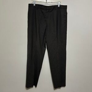 Banana Republic Gavin Mens Dress Pants Charcoal Gray Wool Blend 36x30 Flat Front